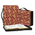 Vintage floral PU leather Bible cover bag with handle and zipper closure for daily church study. - SJB-121 / M