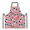 Grembiule da cucina rosa con motivo a teschi festivi, tessuto resistente con cinghie nere. - Stile Teschio Rosa Halloween (DKWQ-020)