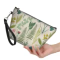Frischer botanischer Kulturbeutel, stylischer Kosmetik Organizer fuer Damen Hauptansicht - Beige Botanischer Blumen Stil (hzb-108)