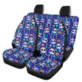 Fundas de asiento delantero de coche con estampado floral de calavera de azucar colorido. - Estilo de impresión de vela de calavera de azúcar azul oscuro (5-CZT-013)