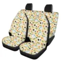 Universale Auto Vordersitzbezüge mit buntem Totenkopf Blumen Muster Polyester Stoff. - Gelber Schädel Blumen Blatt Stil (5-CZT-037)