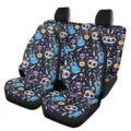 Car seat covers front and rear set with day of the dead sugar skull floral print universal - Five-Piece Set / Mexican Day Of The Dead Skull Guitar (5-CZT-028)