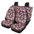 Totenkopf Auto Sitzbezüge Set, gothische Blumen Autositzschoner aus strapazierfähigem Polyester. - Schwarzer Schädel Rote Rosen Stil (5-CZT-038)