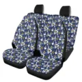 Totenkopf Druck Auto Sitzbezüge Set, universelle Passform für vordere und hintere Sitze. - L47,5*B49,5*H79,5cm / Dunkelblau Weißer Totenkopf Knochen Stil (5-CZT-042)