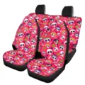 Creative sugar skull print car seat covers pink front pair auto interior protection decor - Day of the Dead Style (5-CZT-006) / Pink Base Multi Color Skull