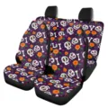 Kompletter Autositzbezug mit Totenkopf und Blumen Druck, stilvolle Auto Innendekoration. - Lila Tag der Toten Totenkopf Stil (5-CZT-016)