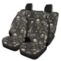 Totenkopf Auto Sitzbezüge, universelle 5-Sitzer Polyester Autokissen Schutzhüllen. - Schwarzer Rock Punk Instrumente Schädel Stil (5-CZT-039)