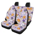 Halloween skull print car seat covers, front and rear auto interior protection accessories. - Five-Piece Set / Purple Halloween Cartoon Print (5-CZT-026)