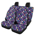 Car seat covers set front seats universal fit day of the dead sugar skull floral printed protector - Cactus Skull Style (5-CZT-008) / Deep Purple Print