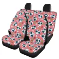 Rosa Totenkopf Autositzbezüge Set, niedliche Blumen Knochen Auto Innenzubehör Dekoration - Rosa Totenkopf Knochen Stil (5-CZT-019)