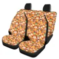 Halloween theme car seat covers with funny pumpkin and skull prints for front seats, durable. - Pumpkin Ghost Print (5-CZT-009) / Orange Halloween