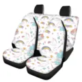 Cute unicorn rainbow car seat cover set, universal fit front and rear seat protector. - Unicorn Rainbow Style (5-CZT-072) / 47.5*49.5*79.5cm