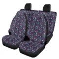 Universeller Autositzbezug Set vorne und hinten lila Totenkopf Gothic Print Autozubehör - L47,5*B49,5*H79,5cm / Lila Totenkopf Fledermaus Gothic Dark Stil (5-CZT-045)