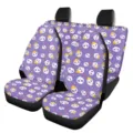Car seat cover set, purple day of the dead skull print automotive interior protector. - Five-Piece Set / Purple Mexican Skull Sombrero (5-CZT-030)