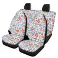 Medical doodle printed car seat cover front and rear set protective cushion interior accessory - Medical Element Graffiti Style (5-CZT-113)