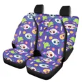 Colorful sugar skull print front car seat covers, universal fit auto interior protector. - Purple Skull and Cactus (5-CZT-035)