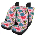 Pink cute cartoon car seat covers front set, retro summer print automotive interior protection. - Retro Summer Style (5-CZT-075) / 47.5*49.5*79.5cm