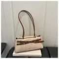 Sweet contrast belt single shoulder underarm bag, minimalist fashionable handbag. - Contrast Rice White