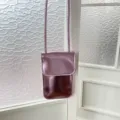 Glossy metallic vertical crossbody phone bag for women chic mini shoulder bag trendy summer - Light Pink
