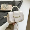 Stylish retro casual patchwork women handbag with elegant metal decor for daily commute chic. - Off White