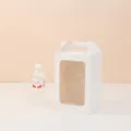 White portable gift paper box with clear window and handle next to water bottle for scale. - 25*18*13 / White