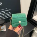 Trendy green mini crocodile pattern crossbody bag stylish lipstick shoulder bag for women - Green