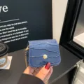 Trendy blue croco pattern mini crossbody bag, chic small shoulder bag for women and girls. - Blue