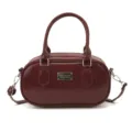 Wine red patent leather women's handbag stylish top handle crossbody bag for daily wear - Red