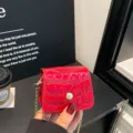 Red crocodile pattern mini shoulder bag fashion crossbody lipstick bag with chain strap - Red