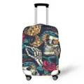 Totenkopf Design Reisegepäck Schutzhülle elastischer Kofferüberzug für Outdoor Reisen Haupt - Lila Totenkopf Blumenmuster Stil (XLXT-001) / S