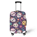 Fodera per valigia colorata con teschi e fiori, protezione elastica da viaggio. - Stile Stampa Floreale Teschio Di Zucchero Cartone Animato Viola Scuro (XLXT-035)