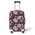 Copertura valigia con stampa teschio creativa, protezione per valigia da viaggio poliestere - S (Adatto 18-21 Pollici) / Teschio Viola Scuro (XLXT-016)
