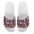 Bequeme Halloween Totenkopf Druck flache Hausschuhe für Damen und Herren Sommerschuhe - 35 / Weiß Lila Bedruckt - Halloween Totenkopf Kürbis (YZTW-032)