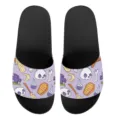 Schwarze Sommersandalen mit gruseligem Halloween Totenkopf und Zaubertrank Print Freizeit. - 35 / Lila Totenkopf Druck (YZTB-027)