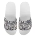 Unisex Fashion Pantoletten mit Vintage Tattoo Totenkopf und Rosen Print für Freizeitkleidung. - 35 / Retro Tattoo Druckstil (YZTW-045) / Weiß