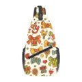 Bolso cruzado informal con estampado de caramelos de colores, práctica bolsa deportiva para exterior. - 39x9x19cm / Caramelos de Dibujos Animados (XB-048)