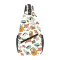 Bolso de pecho informal con estampado de dibujos animados retro para deporte al aire libre - Estampado de Graffiti Americano (XB-002)