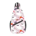 Süßer Geist Druck Sling Rucksack für Damen und Herren, lässige Outdoor Brusttasche. - Halloween Kürbis Gespenst Muster (XB-013) / 39x9x19cm