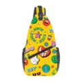 Gelber Cartoon Graffiti Sling Bag Outdoor Sport Freizeit Brusttasche für den Alltag - Gelbes Graffiti Buchstaben Muster (XB-014) / 39x9x19cm