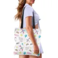 Niedliche Cartoon Einhorn und Elefant Druck Leinen Tasche, lässige Schultertasche Alltags. - Magischer Einhorn-Elefanten-Stil (GWD-007) / 40x40cm