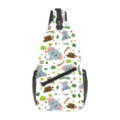 Niedlicher Cartoon Elefant Druck Outdoor Sport Freizeit Sling Tasche mit Reißverschluss. - Waldelefant-Muster (XB-011) / 39x9x19cm