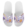 Bequeme Sommer Pantoletten mit lustigem Cartoon Halloween Totenkopf und Knochen Muster. - 35 / Weißer Halloween-Druck (YZTW-027)