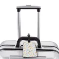 Floral print luggage tag travel suitcase label cute flower bag identifier tag holder 1pc - White Fresh Floral (XLP-038) / Small (3.5x1.75 inch)