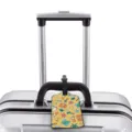 Travel luggage tag with summer vacation doodle print pattern, durable ID bag tag for suitcases. - S / Summer Vacation Elements (XLP-034)