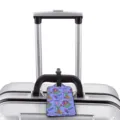Cute cartoon mermaid luggage tag for travel suitcase identification with secure strap. - Purple Mermaid (XLP-035)