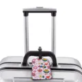 Cute cartoon luggage tag with pink heart and love design, perfect travel suitcase accessory. - Creative LOVE Style (XLP-070)