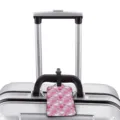 Cute pink heart pattern luggage tag for travel bags, durable custom suitcase ID tag main pic - Pink Sweet Heart (XLP-039) / Small (3.5x1.75 inch)