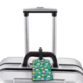 Cute cartoon penguin pattern luggage tag for travel suitcases with black strap identifier. - S / Winter Cartoon (XLP-066)