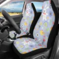 Universelle Auto Vordersitzbezüge mit süßem Osterhase und Blumen Print Autozubehör - Ostereier (CZT-104)