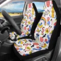 Universele autostoelhoezen voor voorzijde met speels kleurrijk cartoon monster patroon interieur. - Zomerstrand Monster (CZT-096) / 2 Stuks/Verpakking